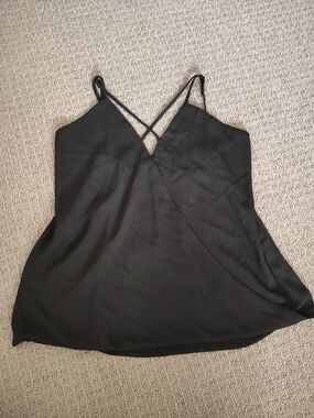 Black Satin Cami with Crisscross Straps